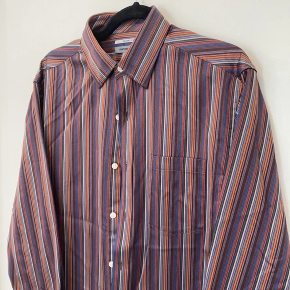 Johnston & Murphy Striped Tailored Fit Shirt Cotton Size Medium
